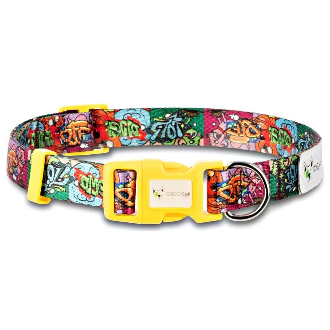 Doggy Eco dog collar bright colours made from recycled plastic bottles